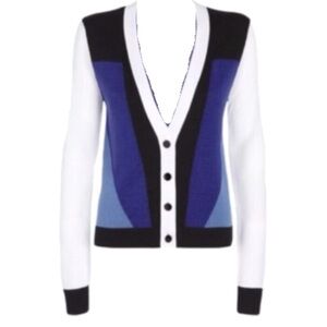 Peter Pilotto for Target Colorblock Mesh Cardigan Blue White Black Medium